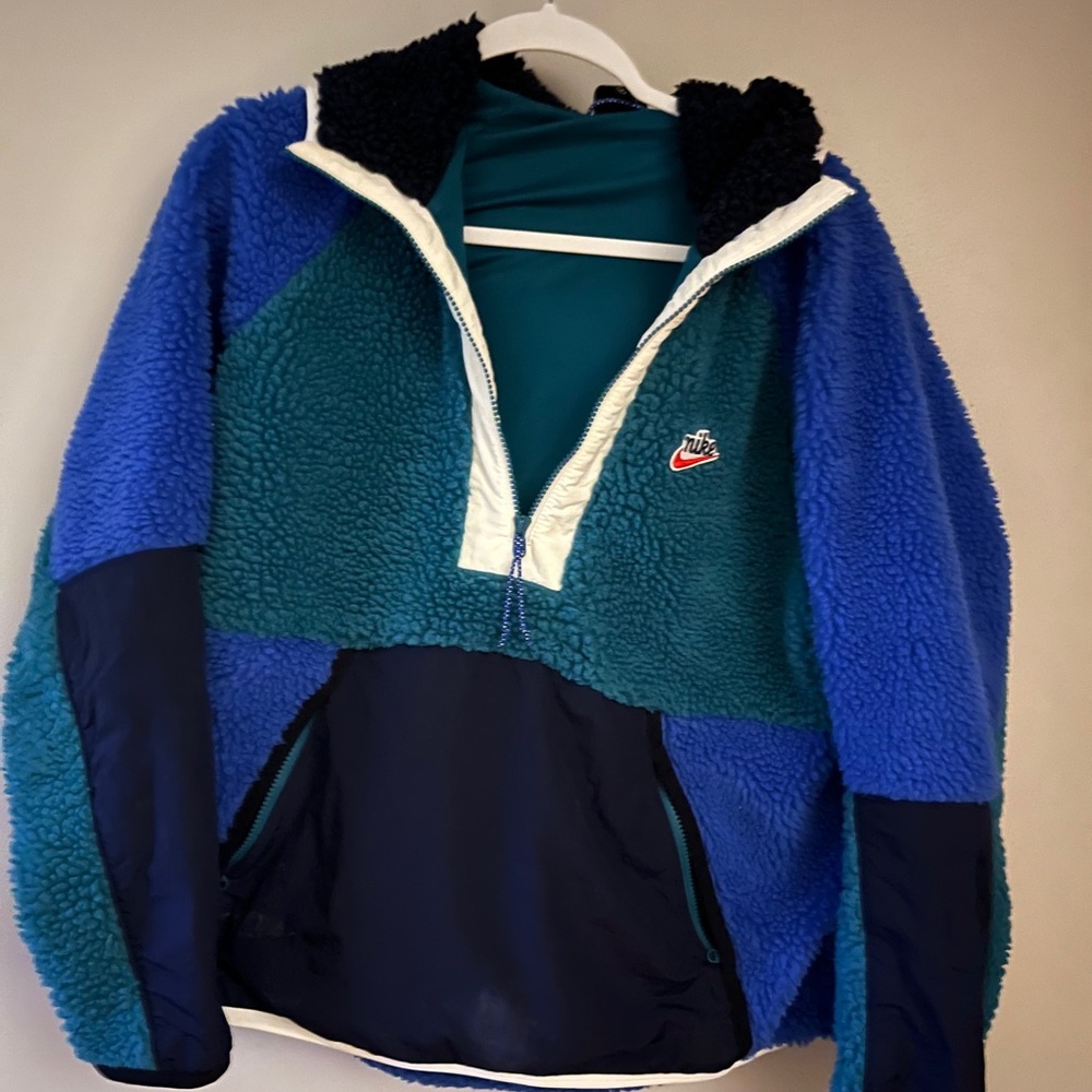 Nike Teal and Blue Sherpa Jacket